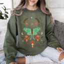  Mystical Moth and Moon, Enchanted Floral Night Sky Celestial Garden Dreamscape Sweatshirt