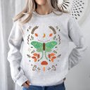 Medium Ash Light Gray Mystical Moth and Moon, Enchanted Floral Night Sky Celestial Garden Dreamscape Sweatshirt
