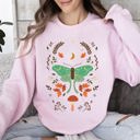 XXXL Light Pink Mystical Moth and Moon, Enchanted Floral Night Sky Celestial Garden Dreamscape Sweatshirt