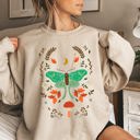XXL Sand Mystical Moth and Moon, Enchanted Floral Night Sky Celestial Garden Dreamscape Sweatshirt