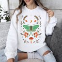 XXXL White Mystical Moth and Moon, Enchanted Floral Night Sky Celestial Garden Dreamscape Sweatshirt