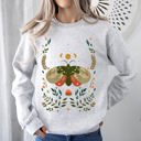 Large Ash Light Gray Midnight Garden Dance Moth Moon Floral Print Night Garden Dreamy Nature Art Sweatshirt