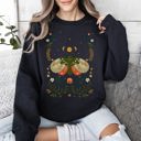 Large Black Midnight Garden Dance Moth Moon Floral Print Night Garden Dreamy Nature Art Sweatshirt