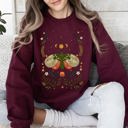 XXXL Maroon Midnight Garden Dance Moth Moon Floral Print Night Garden Dreamy Nature Art Sweatshirt