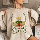 Small Sand Midnight Garden Dance Moth Moon Floral Print Night Garden Dreamy Nature Art Sweatshirt
