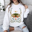 XXXL White Midnight Garden Dance Moth Moon Floral Print Night Garden Dreamy Nature Art Sweatshirt