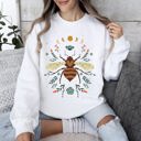 XXXL White Honey Bee, Forest Moon, Botanical Design Graphic Nature Inspired Cozy Sweatshirt