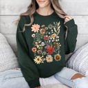 XXXL Forest Green Dried Wildflower Meadow Nature Floral Pressed Leaves Botanical Garden Calm Morning Sweatshirt