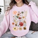 XXXL Light Pink Dried Wildflower Meadow Nature Floral Pressed Leaves Botanical Garden Calm Morning Sweatshirt