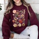 Medium Maroon Dried Wildflower Meadow Nature Floral Pressed Leaves Botanical Garden Calm Morning Sweatshirt