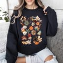 Large Black Lush Leaves Artistic Floral Print Botanical Garden Collection Premium Hand Drawn Floral Artwork Sweatshirt