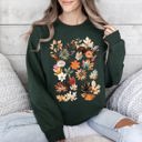 XXXL Forest Green Lush Leaves Artistic Floral Print Botanical Garden Collection Premium Hand Drawn Floral Artwork Sweatshirt