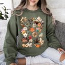 Small Military Green Lush Leaves Artistic Floral Print Botanical Garden Collection Premium Hand Drawn Floral Artwork Sweatshirt