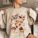 XXXL Sand Lush Leaves Artistic Floral Print Botanical Garden Collection Premium Hand Drawn Floral Artwork Sweatshirt