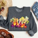 XXL Dark Gray Heather Beets Watercolor Vegetables Gardening Artistic Illustration Sweatshirt
