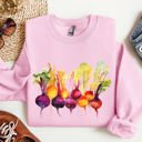Medium Light Pink Beets Watercolor Vegetables Gardening Artistic Illustration Sweatshirt