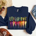 Large Navy Carrots Watercolor Garden Vegetables Botanical Illustration Inspired By Gardening Sweatshirt