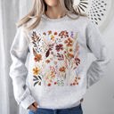 Small Ash Light Gray Dried Wildflowers Nature Meadow Floral Leaves Garden Botanical Print Artful Sweatshirt