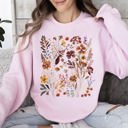 XXXL Light Pink Dried Wildflowers Nature Meadow Floral Leaves Garden Botanical Print Artful Sweatshirt