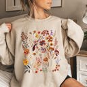 Large Sand Dried Wildflowers Nature Meadow Floral Leaves Garden Botanical Print Artful Sweatshirt