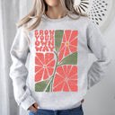 XXL Ash Light Gray Grow Your Own Way, Retro Flowers Cozy Vintage Floral Graphic Print Edition Sweatshirt
