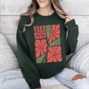 XXXL Forest Green Grow Your Own Way, Retro Flowers Cozy Vintage Floral Graphic Print Edition Sweatshirt