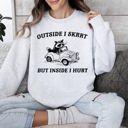 XXXL Ash Light Gray Outside I Skrrt But Inside I Hurt Raccoon Trash Panda Mental Health Meme Sweatshirt