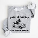 XXL Heather Sport Gray Outside I Skrrt But Inside I Hurt Raccoon Trash Panda Mental Health Meme Sweatshirt