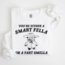 XXXL White You're Either a Smart Fella Or a Fart Smella Bear Meme Graphic Cozy Fleece Lined Sweatshirt