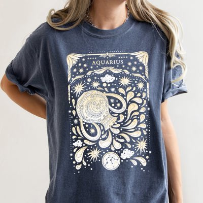 Aquarius Celestial Zodiac Horoscope Astrology Limited Edition Comfort Colors Tee