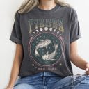 Medium Pepper Dark Gray Pisces Zodiac Horoscope Astrology Mystic Moon Phases Celestial Art Print For Astrology Lovers Comfort Colors Tee
