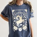 Medium Denim Blue Aries Celestial Zodiac Horoscope Astrology Vintage Inspired Cosmic Sign Emblem Comfort Colors Tee