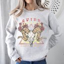 XL Ash Light Gray Aries Zodiac Astrology Horoscope Celestial Sign Constellation Pattern Vintage Inspired Graphic Sweatshirt