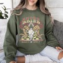 Large Military Green Aries Zodiac Astrology Horoscope Celestial Sign Constellation Pattern Vintage Inspired Graphic Sweatshirt
