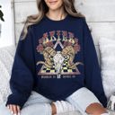 Small Navy Aries Zodiac Astrology Horoscope Celestial Sign Constellation Pattern Vintage Inspired Graphic Sweatshirt