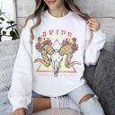 Small White Aries Zodiac Astrology Horoscope Celestial Sign Constellation Pattern Vintage Inspired Graphic Sweatshirt