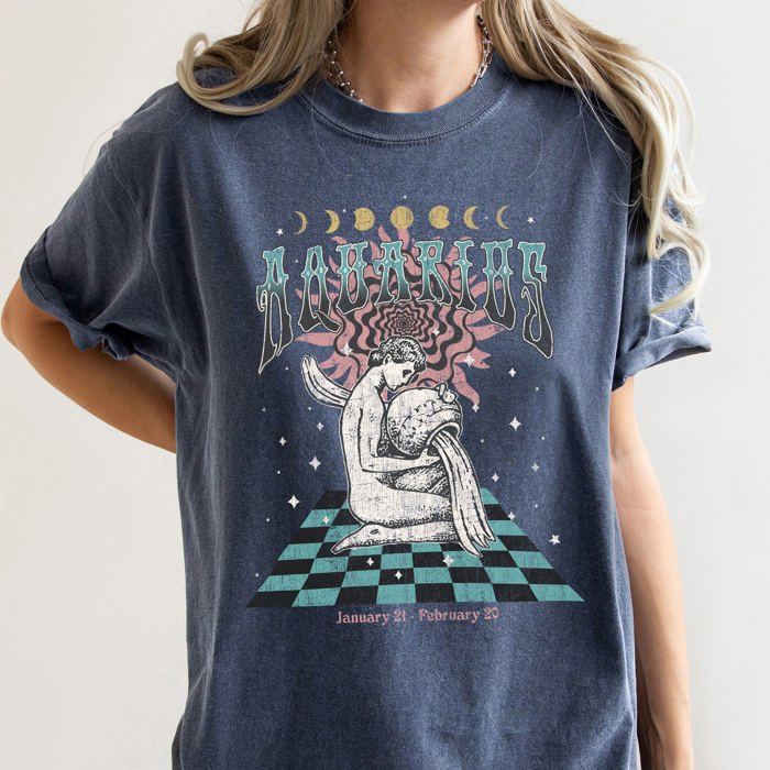 Aquarius Zodiac Horoscope Astrology Vintage Constellation Sign For Star Gazer Enthusiasts Comfort Colors Tee