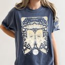 Large Denim Blue Gemini Celestial Zodiac Horoscope Astrology Constellation Glyph Moon Phase Graphic Comfort Colors Tee