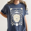 Small Denim Blue Leo Celestial Zodiac Horoscope Astrology Mystic Sign Aura Celestial Map Comfort Colors Tee