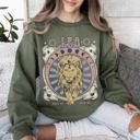 XL Military Green Leo Zodiac Astrology Horoscope Celestial Sign Design Edition Premium Cozy Sweatshirt