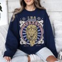 XXXL Navy Leo Zodiac Astrology Horoscope Celestial Sign Design Edition Premium Cozy Sweatshirt
