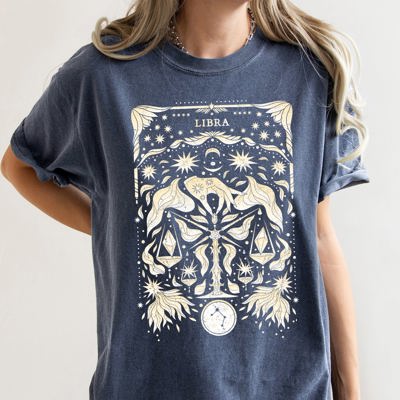 Libra Celestial Zodiac Horoscope Astrology Moon Phases Stars Constellation Comfort Colors Tee