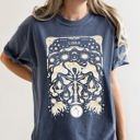 Small Denim Blue Libra Celestial Zodiac Horoscope Astrology Moon Phases Stars Constellation Comfort Colors Tee