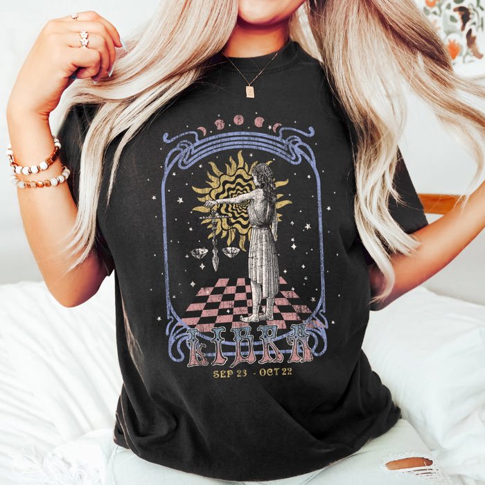 Libra Zodiac Horoscope Astrology Symbols And Constellations For Astrologers And Fashion Lovers Comfort Colors Tee