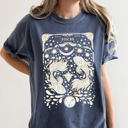 Small Denim Blue Pisces Celestial Zodiac Horoscope Astrology Constellation Print Comfort Colors Tee