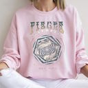 Small Light Pink Pisces Zodiac Astrology Horoscope Celestial Sign Constellation Graphic Sweatshirt