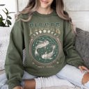 Large Military Green Pisces Zodiac Astrology Horoscope Celestial Sign Constellation Graphic Sweatshirt