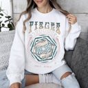 XL White Pisces Zodiac Astrology Horoscope Celestial Sign Constellation Graphic Sweatshirt
