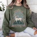 Medium Military Green Sagittarius Zodiac Astrology Horoscope Celestial Sign Cosmic Graphic Symbols Sweatshirt