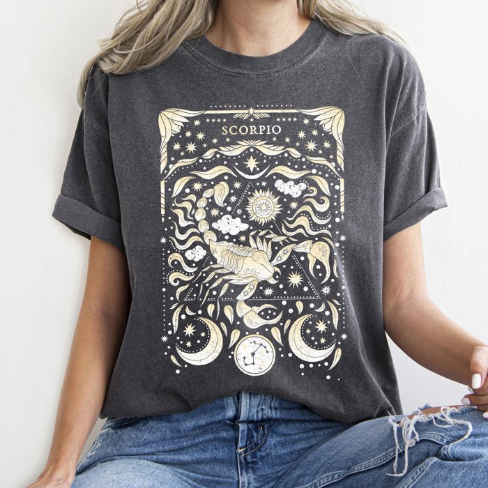 Scorpio Celestial Zodiac Horoscope Astrology Celestial Constellation Design Comfort Colors Tee